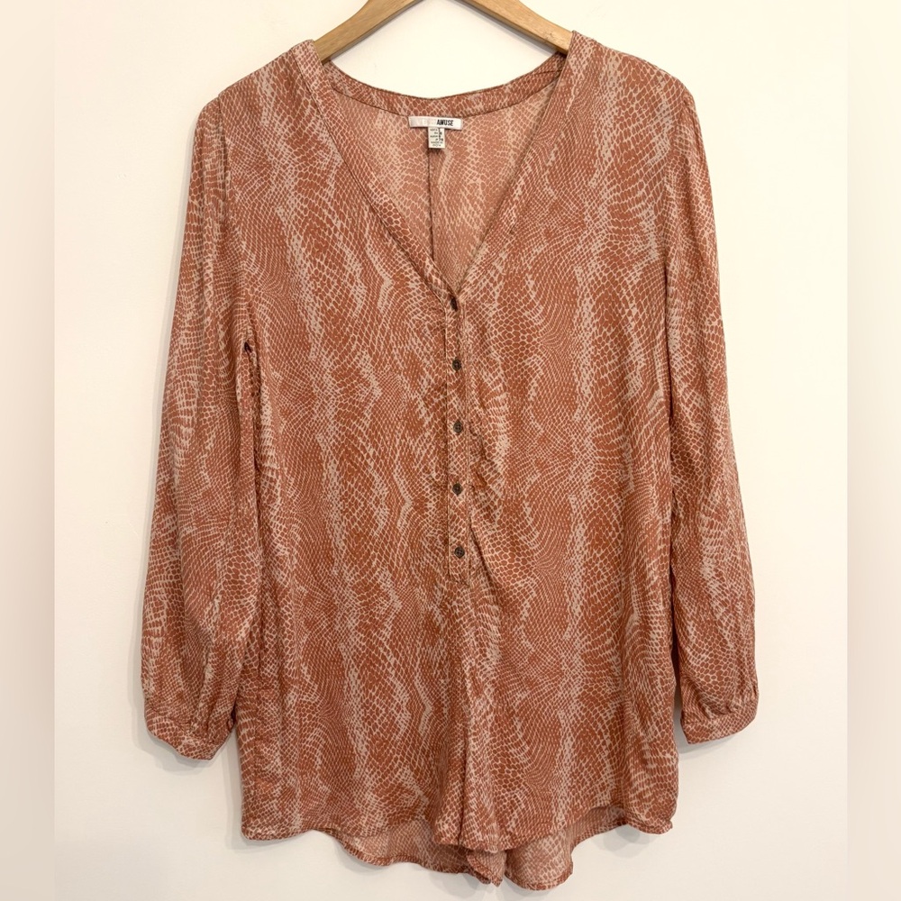 AMUSE SOCIETY Snake Print Romper | Boho Neutral Button Front One Piece